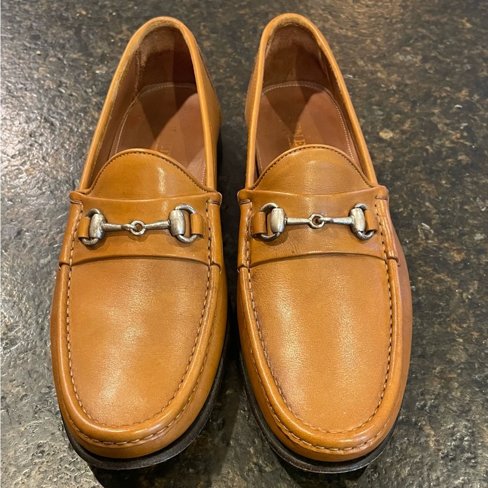 Allen Edmonds Tan Loafers with Silver Accents
